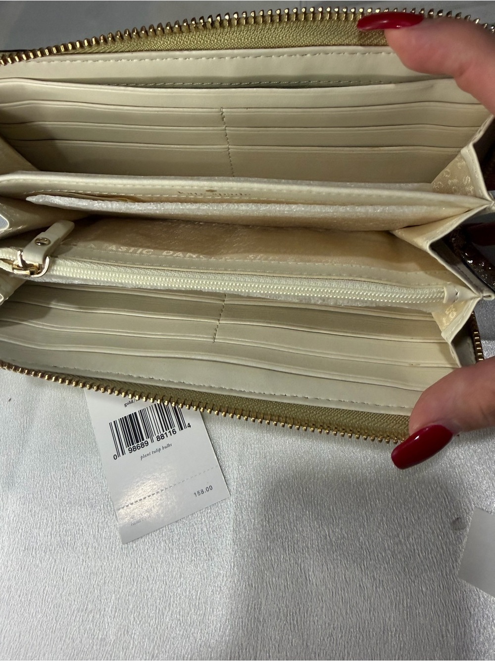 Kate Spade gold glitter clear coat long wallet brand new with story line - Picture 7 of 9